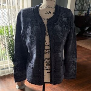 Chicos Elegant Blue Embroidered Women's Jacket